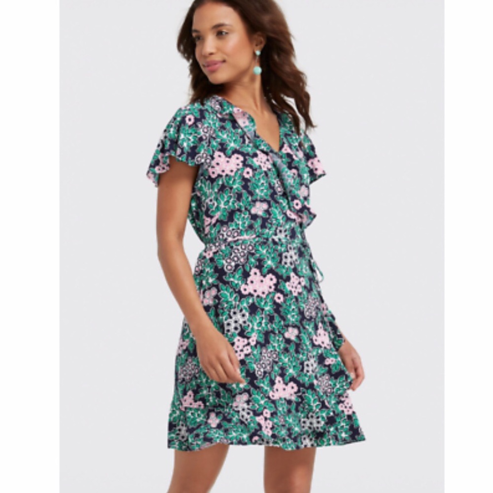 NWOT DRAPER JAMES TROPICAL FLORAL WRAP DRESS